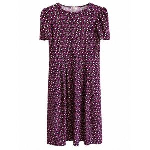 Jude Connally Floral Midi Dress Small Black Purple "Jude Cloth" Dress teacher